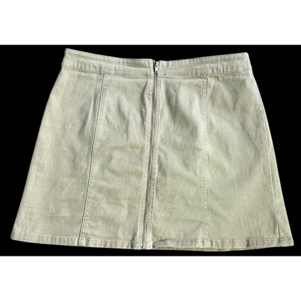 Forever 21 Olive Green Mini Skirt Zippered Front Stretch Women's Size Large